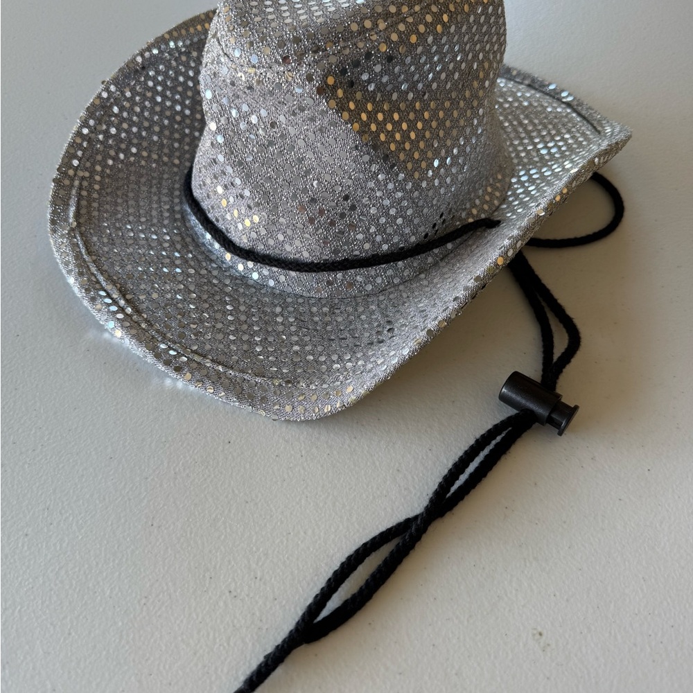 Silver Sequin Cowboy Hat
